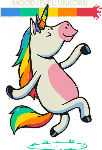 Mood Level Unicorn - unicorn, mood level, mood level unicorn, rainbow unicorn, funny unicorn, unicorn meme, happy vibes, good mood, positive energy, magical, cute unicorn, kawaii, rainbow, sparkle, fantasy humor, mood chart, funny saying, relatable humor, fun design, colorful, party vibes, whimsical, unicorn lover, gift for kids, gift for girls, pride colors, cheerful, mood tracker, rainbow vibes, magical creature