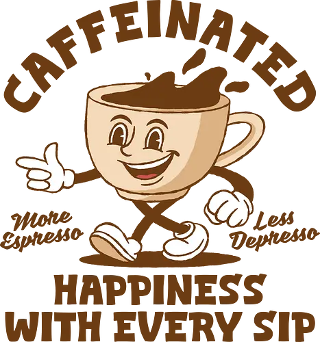 Caffeinated - coffee, caffeine, funny, quotes, funny sayings, typography, drinks, food, humor, lettering, caffeinated, espresso