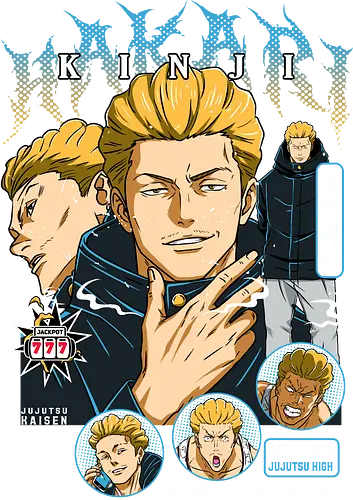Kinji Hakari JJK Jackpot Energy - kinji hakari, Jujutsu, hakari domain expansion, charismatic anime character, jjk culling game player, anime birthday gift, bold character art, otaku fashion