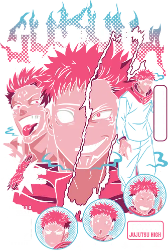 Sukuna Itadori JJK King of Curses Reigns - sukuna, yuji itadori, Jujutsu, king of curses, cursed energy anime, dual character art, jjk manga fan, dark shonen gift