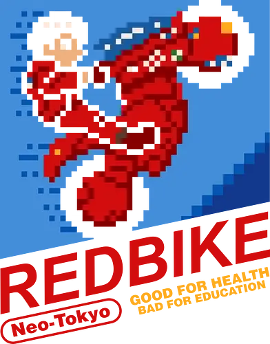 Neo-Tokyo Red Bike - anime, 8 bit, 80s, 90s, cyberpunk, gaming, geek, japan, manga, motorcycle, neo tokyo, nostalgia, pixel, pixel art, sci fi