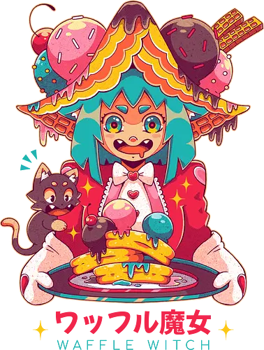 WAFFLE WITCH - waffle, cute, kawaii, ice cream, anime, with, halloween, magic