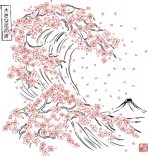 Blossom wave - sakura, wave, japanese, flowers