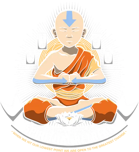 Meditierender Mönch - Spirituelles Vier-Nationen Emblem - meditierender Mönch Emblem, vier Elemente spirituell, Aang, Avatar, Avatar The Last Airbender, Air Temple Island, Katara, Sokka, Toph, Zuko, orientalischer Mönch Kunst, spirituelles Anime Design, Meditation Geek Druck, orientales Emblem Kunst, Mönch meditieren Shirt, vier Nationen Design, exklusiver spiritueller Druck, buddhistischer Geek Kunst, spirituelles Anime Shirt, Premium orientales Design, orangener Mönch Druck, vier Elemente Kanji Kunst, spirituelles Geek Shirt