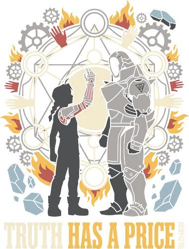 Gate of Truth: The Cost of Alchemy - Elric brothers graphic tee, Gate of Truth apparel, transmutation circle design, dark fantasy anime streetwear, FMAB aesthetic clothing, automail arm graphic, shonen manga fashion, nostalgic anime merch, symbolic otaku tee - Standard T-Shirt
