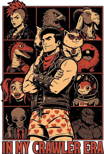 Dungeon Crawler Era - Nerd, Geek, Fantasy, Adventure, Rpg, Litrpg, Book, Books, Bookworm, Science Fantasy, Science Fiction, Scifi, Cat, Pet, Donut, Funny, Post-apocalyptic, Apocalypse, Post Apocalyptic, Apocalyptic Cats, Postapocalypse, Post-apocalypse, Poster, Parody, Dinosaur, Velociraptor, Vintage, Retro, Retro Vintage, Retro Advertising, Retro Publicity, Mashup, Eras, Eras Tour, Music, Show, Tour, World Tour, Tour Poster - Standard T-Shirt