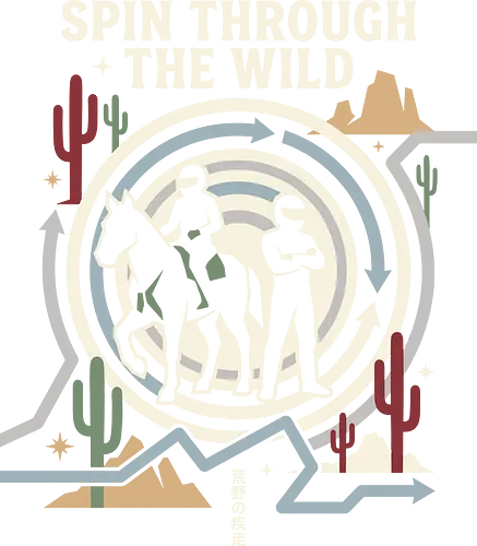 Spin Through the Wild - Jojo Steel Ball Run shirt, JJBA part 7 merch, Gyro and Johnny graphic tee, minimalist manga apparel, anime wild west streetwear, golden spin design, retro desert aesthetic clothing, shonen anime fashion, otaku racing graphic, Japanese text adventure shirt - Standard T-Shirt