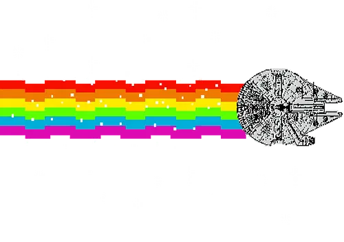 Nyan falcon - 8-bit, Space Opera, nyan cat, scifi, funny, millenium space ship, movie, fun, memes - Standard T-Shirt
