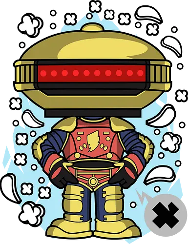 Roboter Scheibenkopf Goldene Rote Rüstung Superheld Pop Art - Roboter goldener Scheibenkopf, Alpha 5, Power Rangers, Gold Ranger, goldene rote Heldenrüstung, Superheld Roboter Pop Art, roter Visier Roboter, 90er Geek Kunst, Roboter Kampfrüstung, Roboter Held Illustration, Geek Nostalgie Druck, goldener Roboter Popkultur, Roboter Held Shirt, bunter Pop Art Roboter, super goldene Rüstung, Blitz Brust Held, Roboter Held Pose, Geek Nostalgie Geschenk - Standard T-Shirt