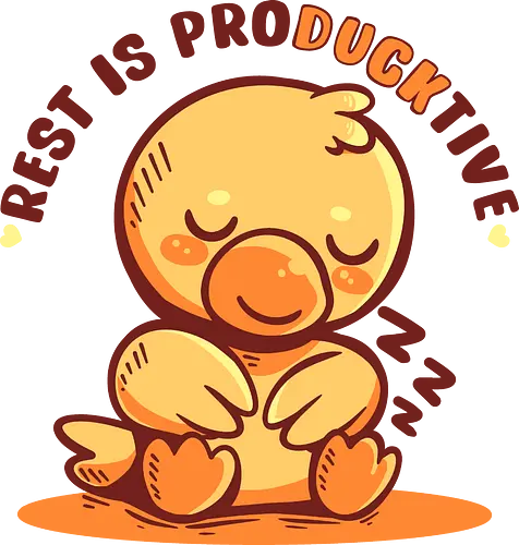 Rest is ProDUCKtive - Ente, produktiv, Schlaf, rest is productive, sleepy duck, sleeping duck, cute duck, productivity, self care, cozy duck, introvert humor, burnout, mental health, tired but trying, resting, duck meme shirt, cozy, relaxing vibes - Standard T-Shirt