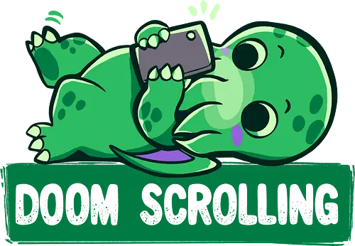 Doom Scrolling - Handy, scrollen, entspannen, doom scrolling, eldritch, tentacle monster, cosmic creature, phone addiction, internet humor, tired meme, funny monster, scroll meme, relatable humor, funny creature, social media, exhausted humor, cute monster, late night scroll - Standard T-Shirt