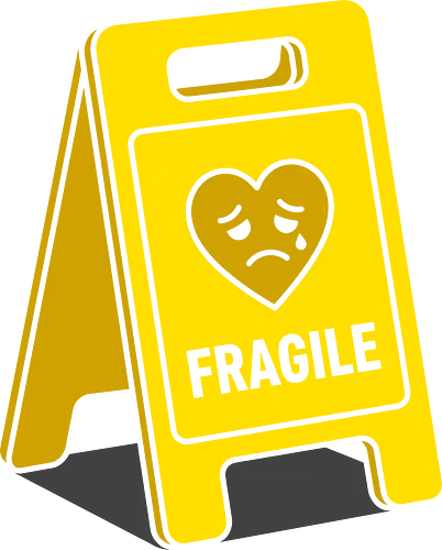 Caution: Fragile Heart Sign - fragile heart shirt, caution sign graphic tee, funny mental health apparel, sad heart streetwear, emotional warning clothing, sarcastic introvert shirt, pop art sign design, relatable aesthetic tee, handle with care merch, quirky graphic fashion - Standard T-Shirt