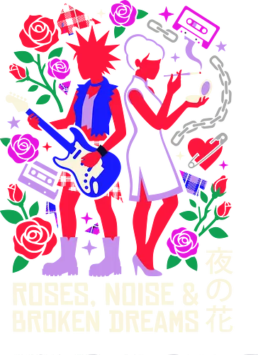 Roses & Noise: The Punk Rock Duo - Nana anime shirt, punk rock manga graphic, Y2K aesthetic streetwear, shoujo anime apparel, retro music clothing, Nana Osaki and Hachi design, red rose punk merch, 2000s nostalgic fashion, alternative otaku tee, aesthetic best friend shirt - Standard T-Shirt
