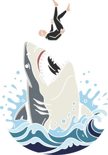 Apex Predator: The Great Dive - Great white shark shirt, ocean predator graphic tee, scuba diver apparel, marine biology streetwear, edgy shark design, retro ocean wave clothing, thriller movie aesthetic, sea monster merch, aesthetic surf fashion, deep blue sea tee - Standard T-Shirt