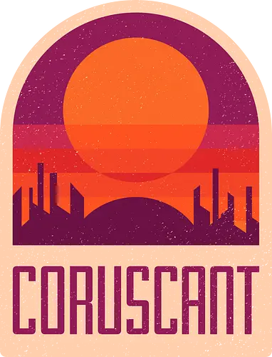 Coruscant - Geometric and minimalist series - Space Opera, 80s, badge, coruscant, film, galaxy, geometric, landscape, minimalist, retro, science fiction, space, movie, outerspace, scifi - Standard T-Shirt
