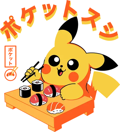 Pocket Sushi - sushi, yellow monster, fish, japanese food, cute, kawaii, anime, rice, pop culture, gaming - Standard T-Shirt