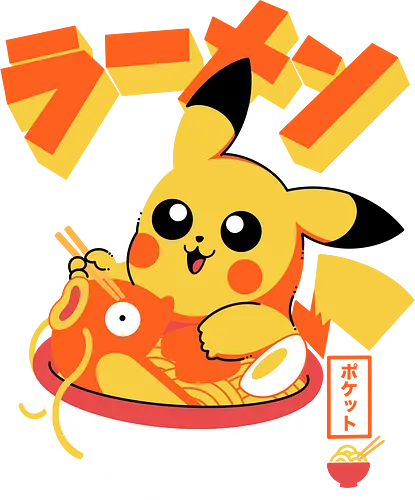Pocket Ramen - ramen, yellow monster, fish, japanese food, kawaii, anime, noodles, pop culture, Cute, Gaming - Standard T-Shirt