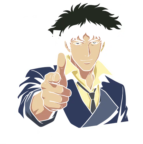 See You Space Cowboy: Minimalist Bang - Spike Spiegel shirt, Cowboy Bebop graphic tee, space cowboy merch, minimalist anime apparel, retro 90s anime streetwear, anime finger gun design, negative space anime art, classic sci-fi manga clothing, neo noir otaku fashion, vintage anime aesthetic - Standard T-Shirt