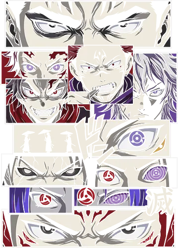 Visions of Power: Shonen Manga Panels - anime eyes shirt, manga panel graphic tee, shonen crossover apparel, anime streetwear fashion, aesthetic otaku clothing, Dojutsu eye design, anime heroes and villains, manga collage shirt, Japanese comic aesthetic, epic anime mashup tee - Standard T-Shirt