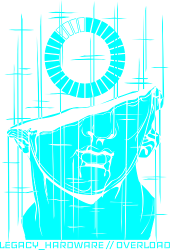 OVERLOAD // cyan_screen_of_death.exe - rrg.exe, legacy hardware, overload, glitch art, colossal head, statue, stuck loading, infinite loading, system error, cyberpunk, techwear, dark art, dark aesthetic, geekwear, streetwear, programmer humor, monochrome, neon cyan, dead pixel, blue screen of death, marble, broken statue - Standard T-Shirt