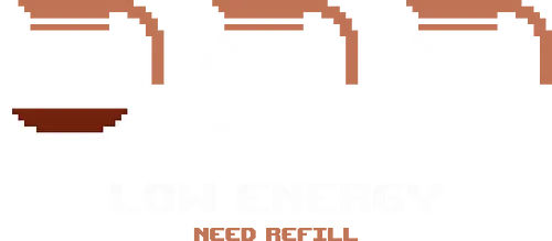 Low Energy Need Refill Coffee - coffee, 8bit, caffeine, caffeine addict, coffee drinks, coffee lover, cup of coffee, espresso, funny, i love coffee, low energy, morning coffee, pixelart, retro, sleepy - Standard T-Shirt
