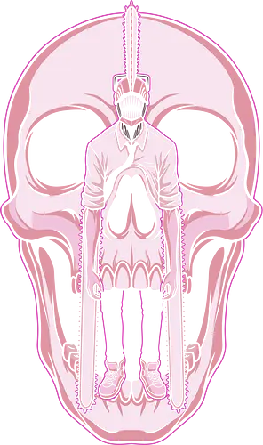 The Skull Illusion - Denji graphic tee, pastel goth anime apparel, pink skull design, edgy otaku streetwear, anime optical illusion, dark fantasy manga tee, aesthetic anime clothing, devil hunter merch, subtle anime fashion - Standard T-Shirt