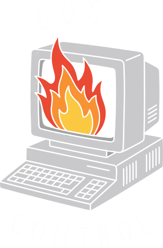 System Failure: The Burning Monitor - retro computer shirt, burning monitor graphic tee, 90s tech streetwear, tech burnout apparel, vaporwave aesthetic clothing, lost control design, IT support humor shirt, vintage PC merch, minimalist cyber fashion, edgy internet aesthetic tee - Standard T-Shirt