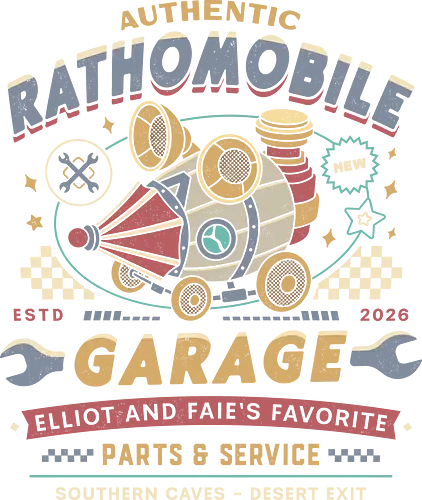 Rathomobile Garage Grunge - the adventures of elliot, rathomobile, elliot, faie, calotesia, video game, gaming, gamer, jrpg, fantasy, adventure, garage - Standard T-Shirt