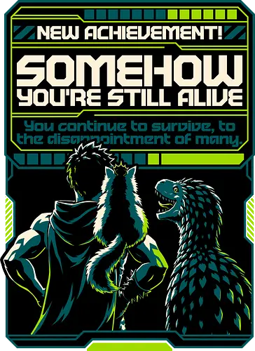 Dungeon Crawler Achievement - Nerd, Geek, Fantasy, Adventure, Rpg, Litrpg, Book, Books, Bookworm, Science Fantasy, Science Fiction, Scifi, Cat, Pet, Donut, Funny, Post-apocalyptic, Apocalypse, Post Apocalyptic, Apocalyptic Cats, Postapocalypse, Post-apocalypse, Poster, Parody, Dinosaur, Velociraptor, Vintage, Artificial Intelligence, Ai, Achieve, Alive, Survival, Survive, Survival Mode, I Survived, Dungeon Survival, Survivor, Futuristic, Cyberpunk, Geometric - Standard T-Shirt