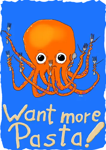Want more Pasta! - Octopus, Hunger, Appetit, Pasta, Nudeln, Noodles - Standard T-Shirt