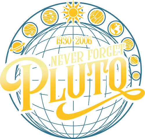 Pluto Nouveau - pluto, solar system, moon, planets, sun, retro, vintage, funny