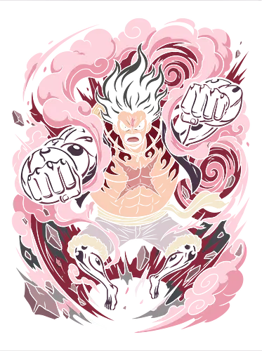 Fourth Gear Fury: The Haki Striker - One Piece shirt, Luffy Gear 4 merch, anime graphic tee, Haki punch apparel, shonen streetwear, Snakeman design clothing, Pirate King graphic, epic anime battle tee, otaku aesthetic fashion, Japanese manga streetwear