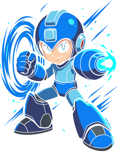Mega Buster: The Blue Bomber - Mega Man shirt, retro gaming graphic tee, blue bomber apparel, classic arcade streetwear, 8-bit nostalgic clothing, robot hero design, video game pop art, Capcom inspired tee, action gamer merch, vintage pixel art fashion