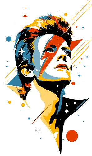 graphic Aladin - David Bowie, aladin Sane, Major Tom, rockstar, music, stars, geometric