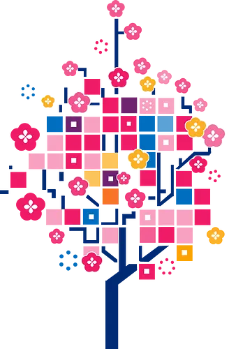 Graphic cherry tree - chery tree, nature, graphic, geometric