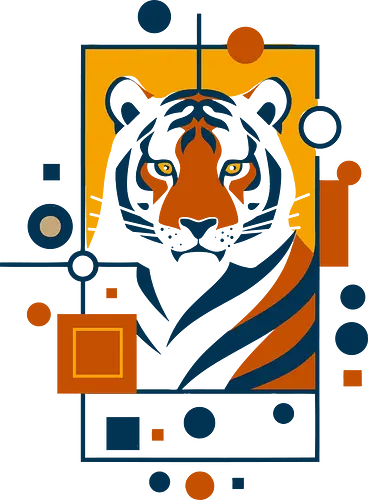 Graphic tiger - tiger, animals, wildness, nature, geometric