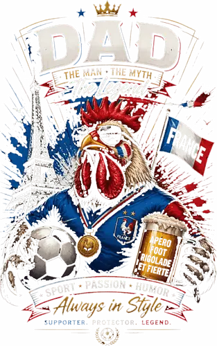 French Soccer Dad Legend - Top Dad, dad, humor, geek, 80s, father, happy father's day, daddy, top, gift, funny, beer, soccer