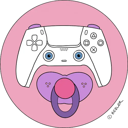 Cuteroller rosa - Caricatura, Ruth Hebler, Controller, Baby, Schnuller, Gaming