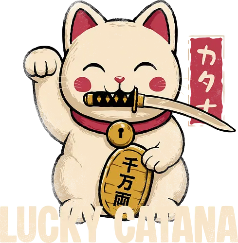 Lucky Catana - catana, katana, cat, lucky cat, waving cat, cats, katana cat, maneki neko, Japanese, Japan