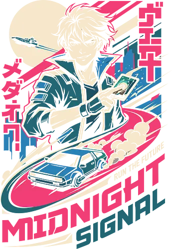 Retro Future Racer - retro anime streetwear, vaporwave graphic tee, cyberpunk racing shirt, vintage sci-fi apparel, 80s anime aesthetic, midnight signal design, Japanese typography clothing, synthwave car graphic, otaku retro fashion, nostalgic anime merch