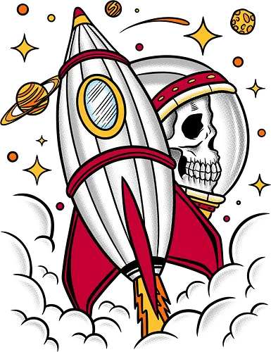 Astro Tattoo - astronaut, mars, moon, planets, rocket, saturn, science fiction, skull, skull design, space, stars, tattoo, tattoo design, tattoo style, astronaut lover