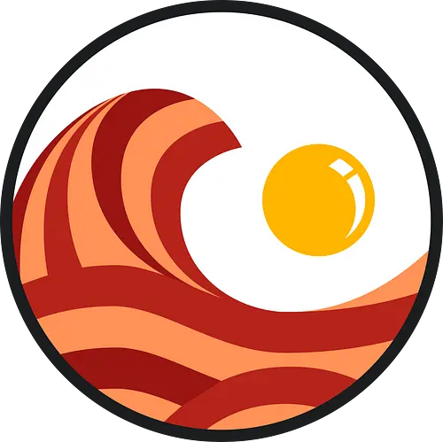 The Great Wave of Breakfast - breakfast, abstract, bacon, bacon and eggs, egg, food, hokusai, japan, kanagawa, landscape, minimal, sun, wave, bacon lover, bacon lovers