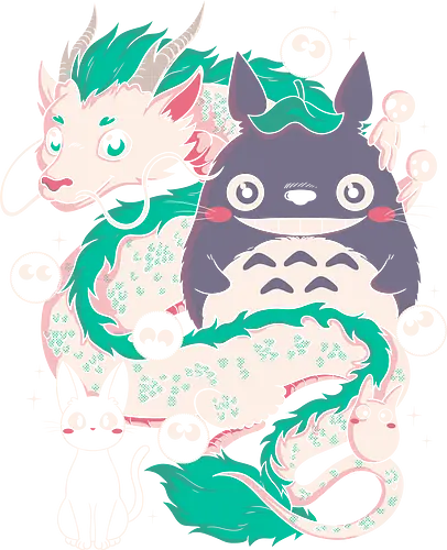 Magical Beings - fantasy, magic, spirits, dragon, forest, kawaii, cute, anime, manga, yokai, creatures, mythical, legend, fantastic, whimsical, adventure, nature, forestcore, cottagecore, spirit, cartoon, illustration, aesthetic, retro, nostalgia, magical, cozy, dreamy, folklore