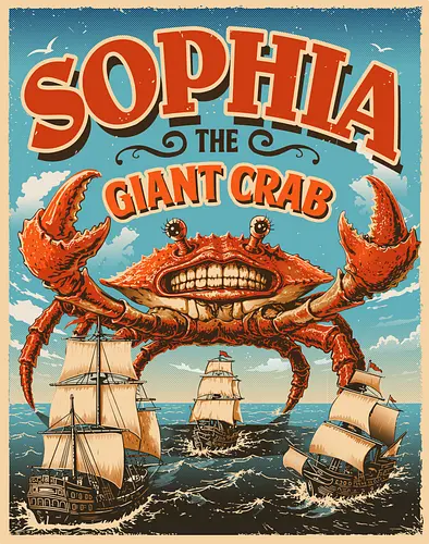 Sophia The Giant Crab - crab, ocean, sea, retro, vintage, monster, die Krabbe, Krabbe, meer