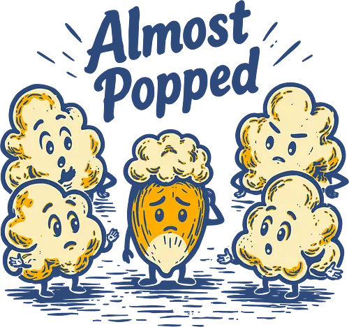 Almost Popped - retro, corn, corn kernel, popcorn, vintage, funny food, food humor, relatable, snacks - Standard T-Shirt