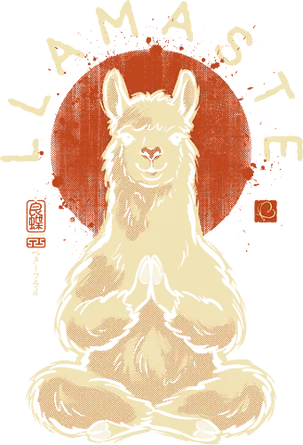 Llamaste - llama, yoga, llamaste, funny, vintage, retro, japanese, meditation, zen, namaste, pun, quote, humor, cute, alpaca - Standard T-Shirt