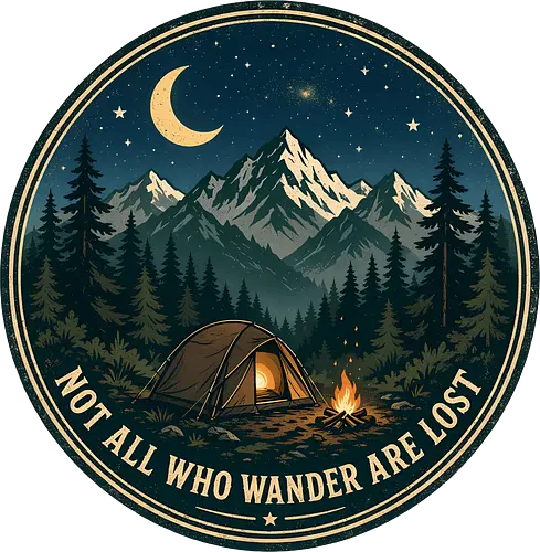 Not All Who Wander Are Lost Camping Abenteuer Frieden - Camping, Abenteuer, Natur, Outdoor, Berge, Wandern, Lagerfeuer, Abenteuerlust, Wald - Standard T-Shirt