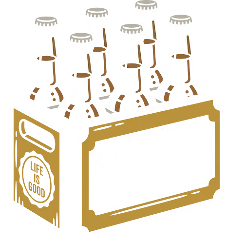 Life is Good: The Minimalist Six-Pack - six pack shirt, casual summer fashion, craft beer graphic tee, life is good apparel, minimalist bottle design, weekend vibes clothing, retro drink streetwear, negative space art, positive quote shirt, drinking graphic tee - Standard T-Shirt