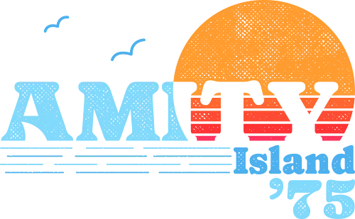 Amity Summer 75 - vacation, amity island, 1975, beach, geek, great white shark, horror, movies, nostalgia, retro, sea, shark, shark attack, shark week, vintage - Standard T-Shirt