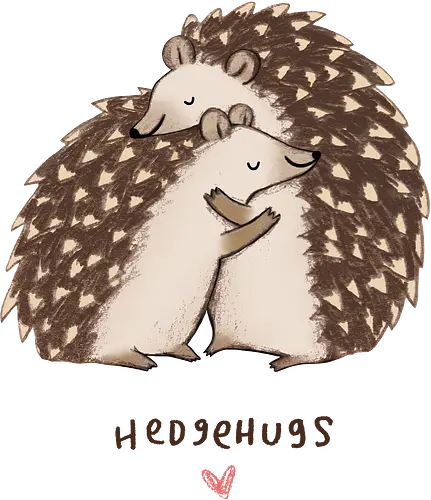 Zwei Braune Igel Umarmen Sich Wortspiel Rosa Herz - beige braune Igel Stacheln, zarte Tier Kunst, Igel umarmen sich süß, tierisches Wortspiel, zwei braune Igel, gemütliche Tier Kunst, Buntstift Igel Illustration, großer kleiner Igel Umarmung, rosa Herz Tier, Tier Liebe Druck, Igel Liebhaber Geschenk, Tier Wortspiel Shirt, handgefertigte Igel Kunst, warme Tier Umarmung, süße braune Typografie - Standard T-Shirt